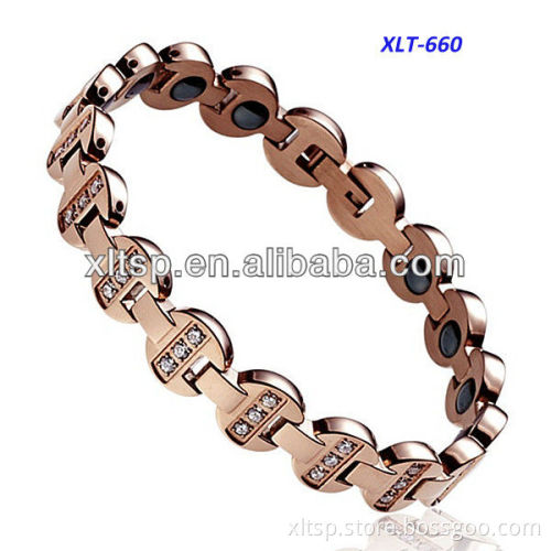 XLT-660 Rose Gold Steel Tourmaline Germanium Bracelet